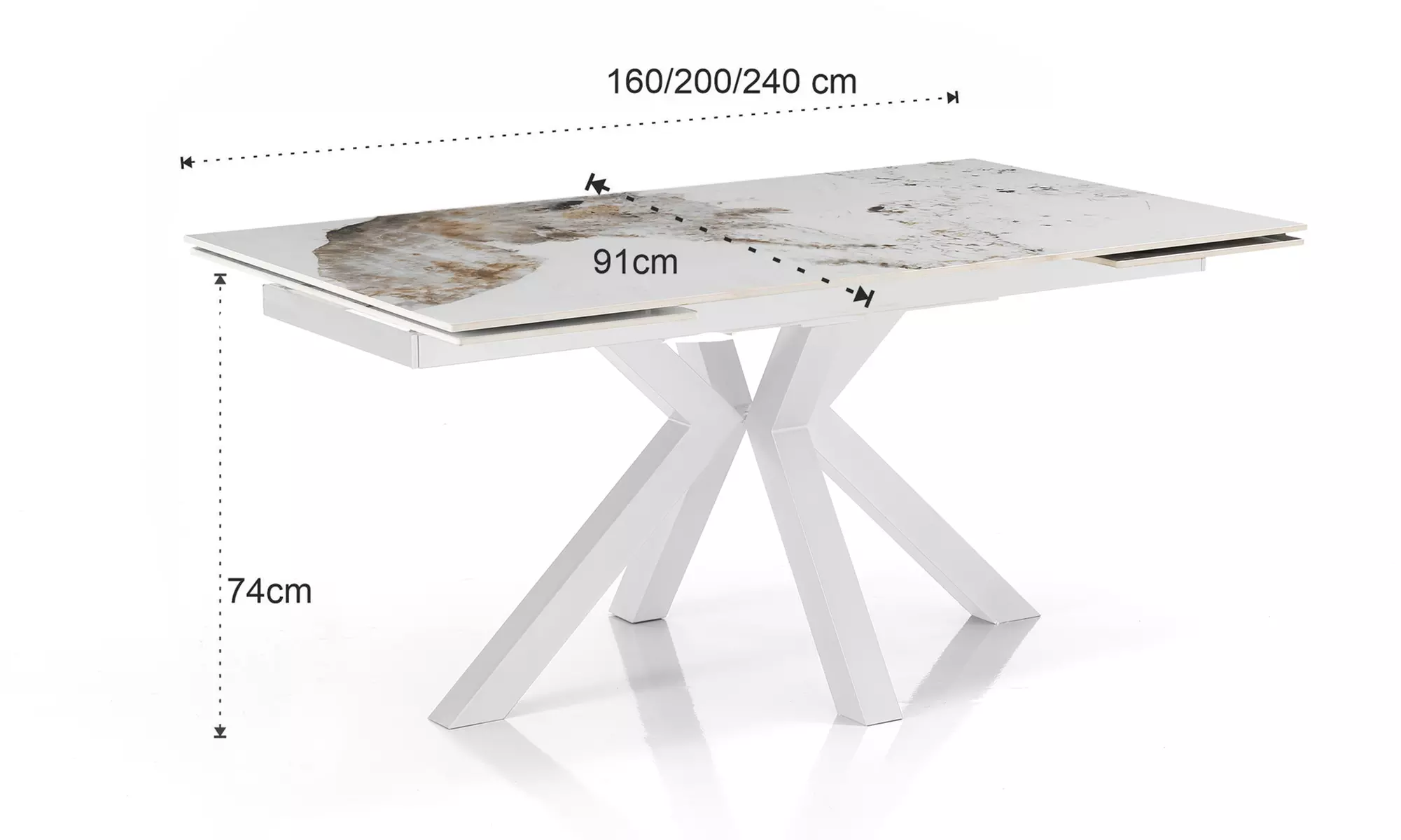Tomasucci ausziehbarer Esstisch Hut, Jorum oder Tychi Onice White
