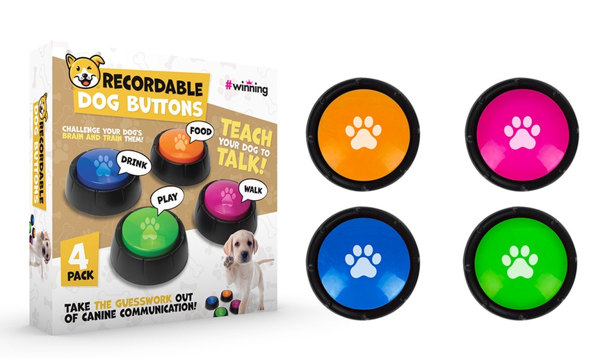 Image 1: #winning set of 4 Recordable Dog Training Buttons