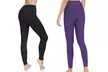 2er-Pack bequeme, atmungsaktive Damenleggings mit hoher Taille in Schwarz oder Lila - Second Medium