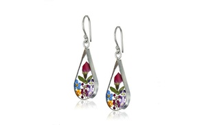 Pressed Flower Teardrop Earrings