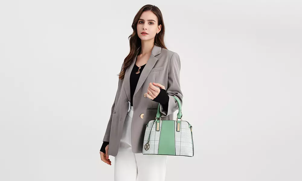 Miss Lulu Gingham Plaid Panel Shoulder Bag Women Handbag