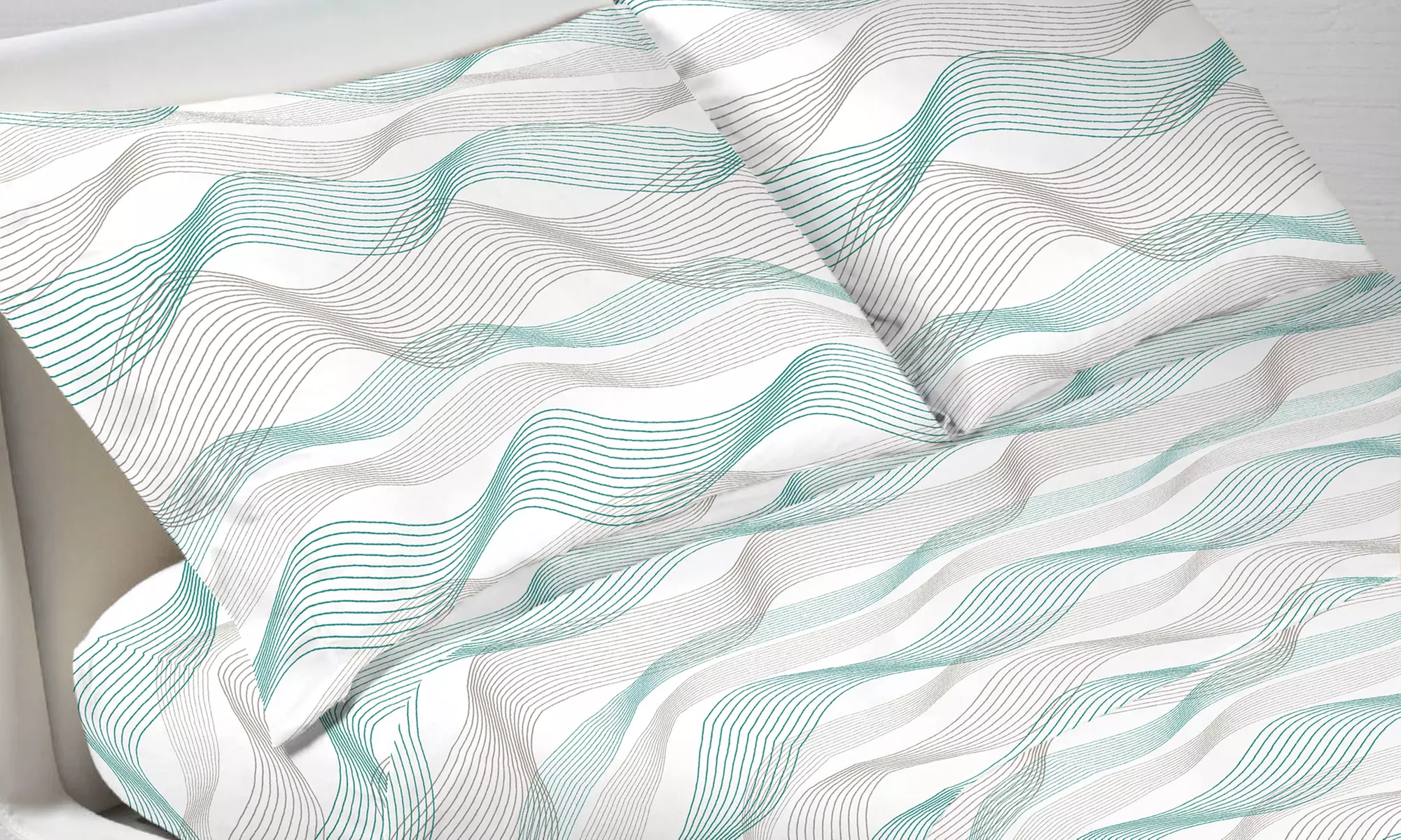 Completo lenzuola in 100% cotone fantasie rigate made in Italy