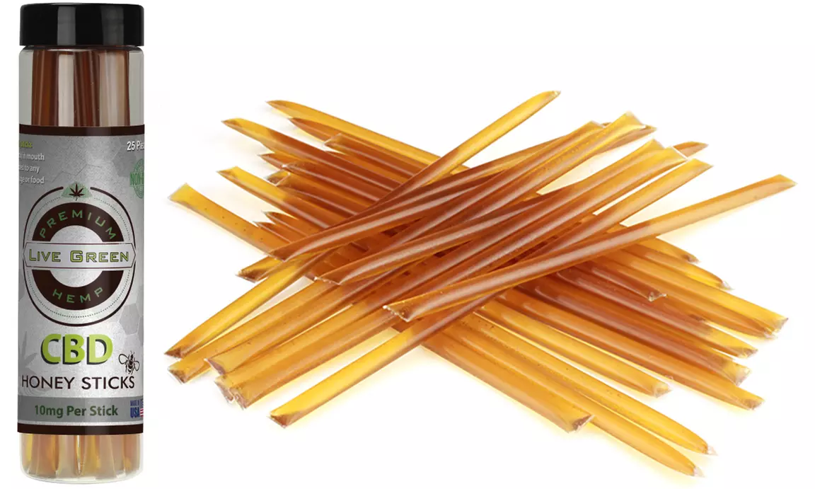 Live Green Hemp CBD 10mg Honey Sticks (25-Pack) - Primary Image