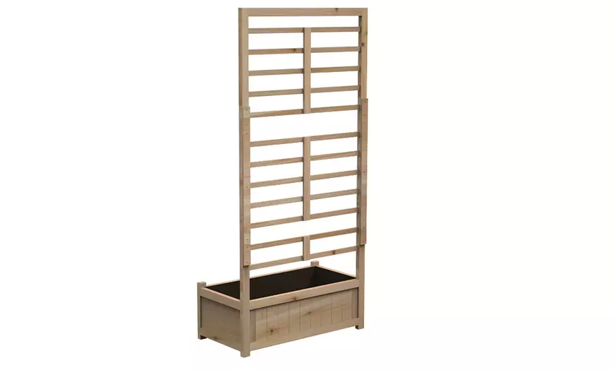 Image 8: Raised Wooden Planter with Climbing Trellis
