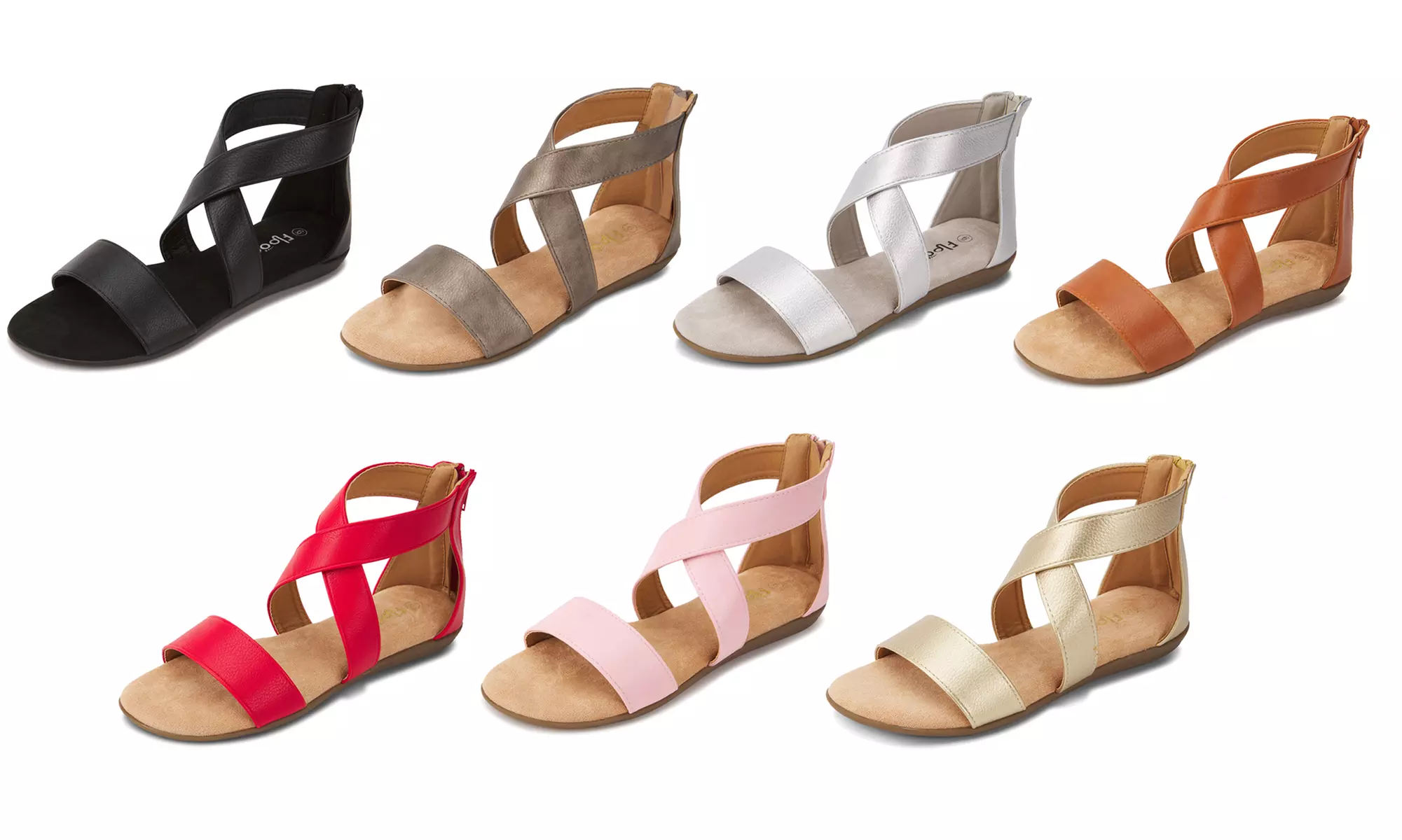 Floopi Women's Summer Criss-Cross Gladiator Ankle-Strap Flat Sandals - Primary Image