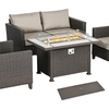 Image 2: Outsunny 5-Piece Rattan-Effect Furniture Set with Gas Fire Pit Table