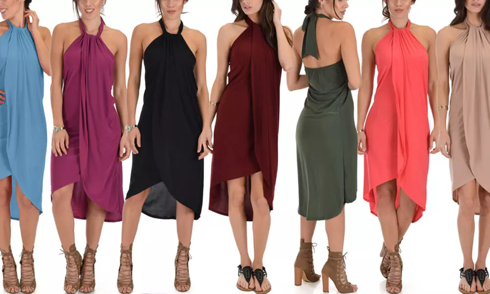 Lyss Loo Wrap Star Halter Midi Wrap Dress - Primary Image