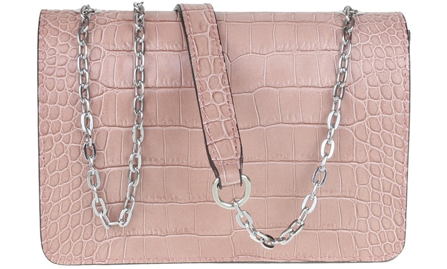 Image 29: Croc Print Leather Shoulder Bag