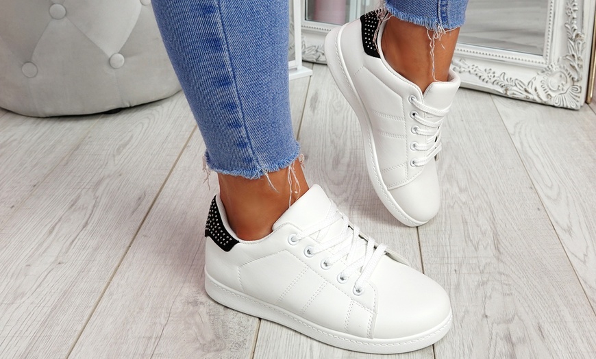 Image 7: Women's Lace-up Studded Trainers