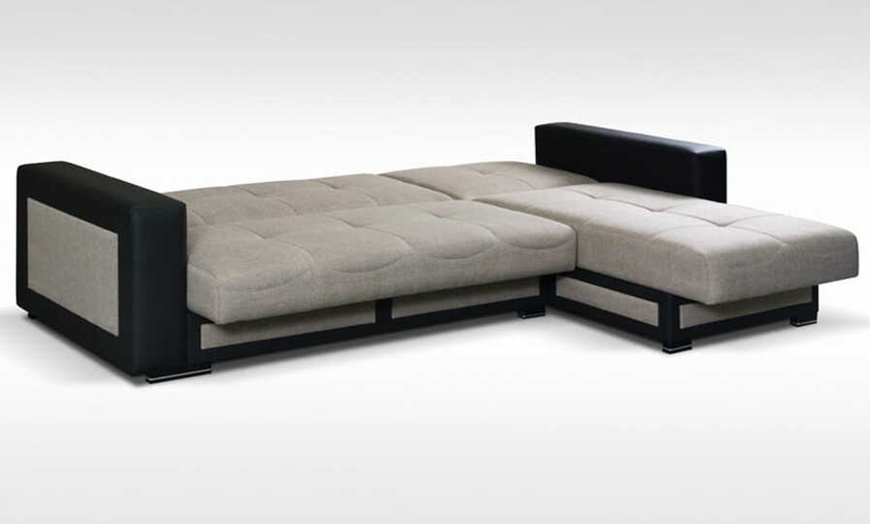 Image 3: Tina L-Shape Corner Ottoman Storage Sofa Bed