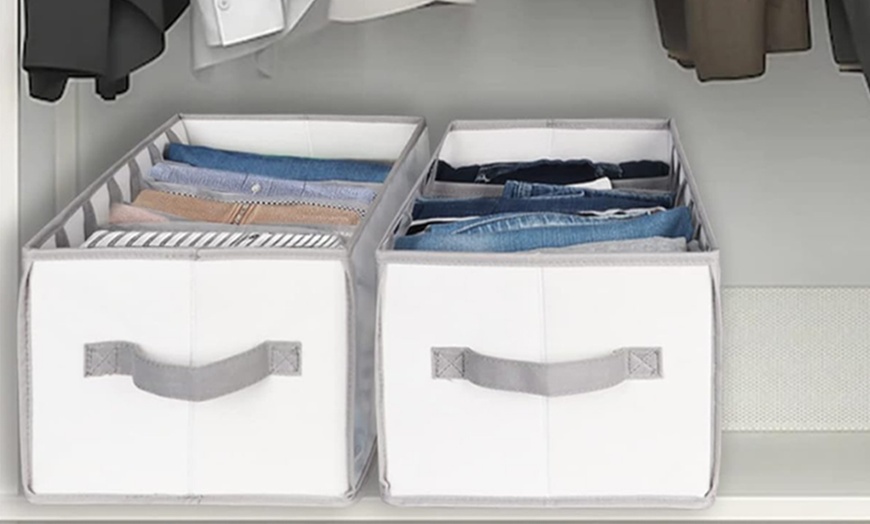 Image 1: Two-Piece Foldable Drawer Divider Clothes Storage Organisers