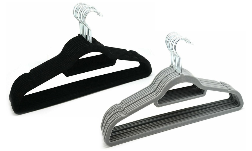 Image 1: 10 Velvet-Covered Coat Hangers