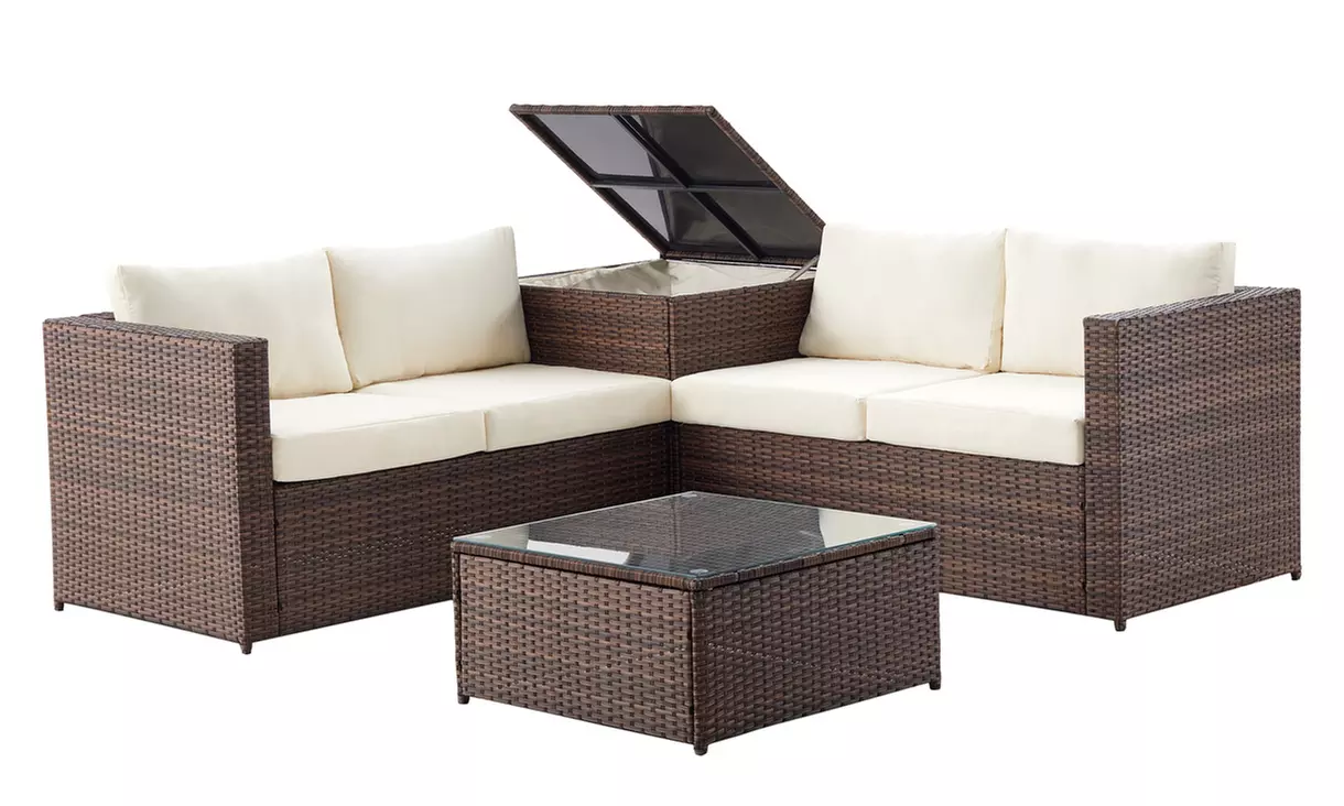 Salon de jardin 4 places Kocoon en résine tressée, modèle "Oacari"