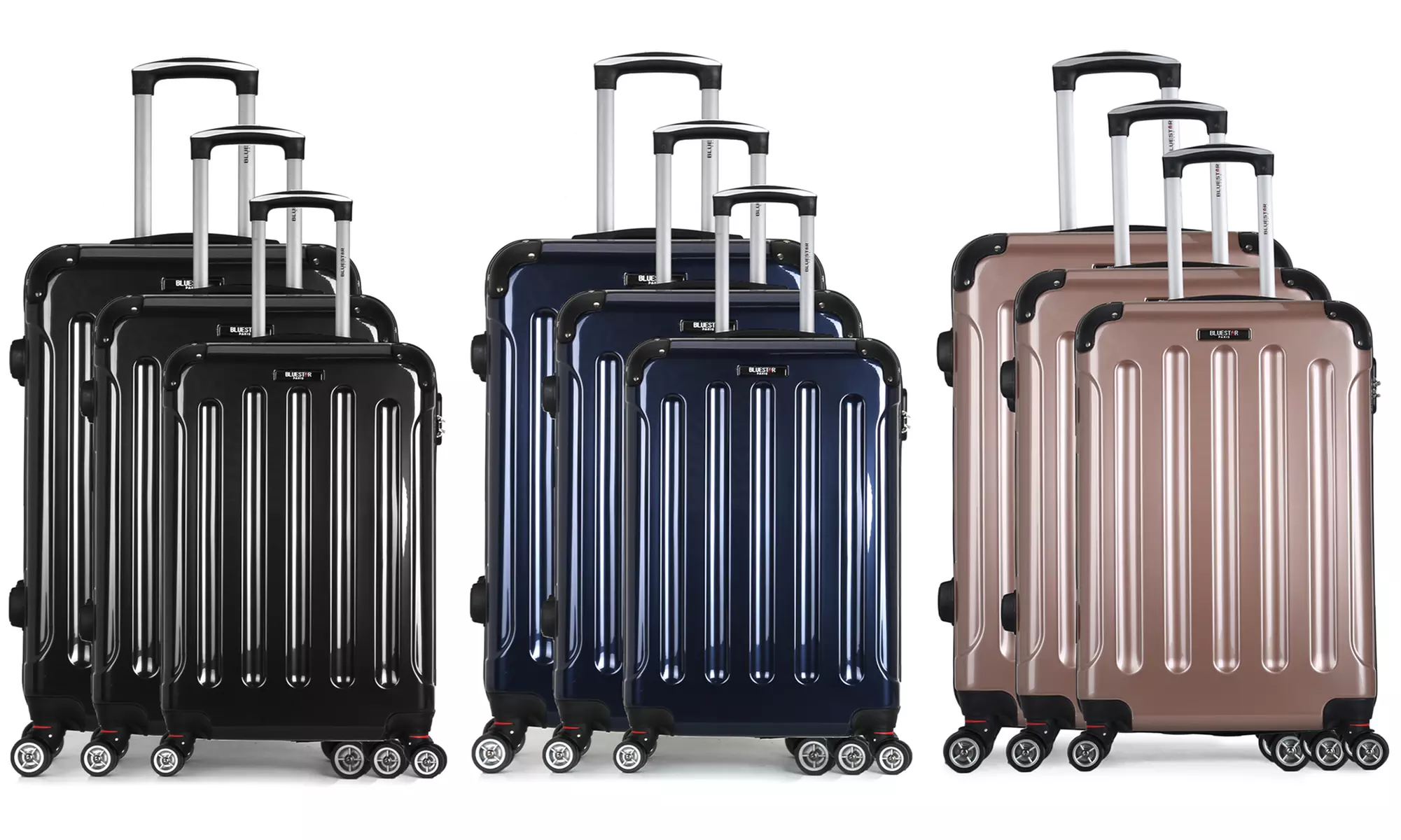 Set de 3 valises Bluestar en polycarbonate, 4 roues 360°, collection Tunis - Primary Image