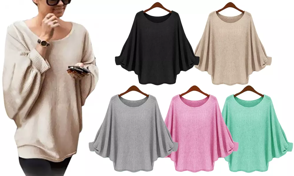 1x oder 2x Oversize-Pullover mit Fledermausärmeln in der Farbe nach Wahl - Primary Image