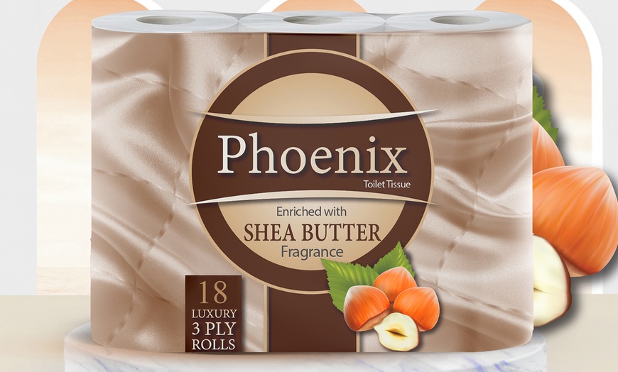 Image 1: 18, 45 or 90 Rolls of Phoenix Shea Butter Three-Ply Toilet Paper