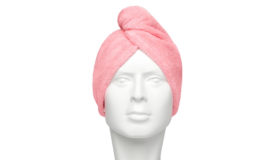 Image 8: Absorbent Microfibre Hair Turban Three-Pack