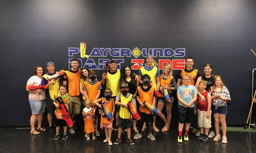 Nerf Wars, Arrow Tag, or Glow Dodge Ball at Playgrounds Dart Zone (Up to 46% Off). Seven Options Available. - Primary Image