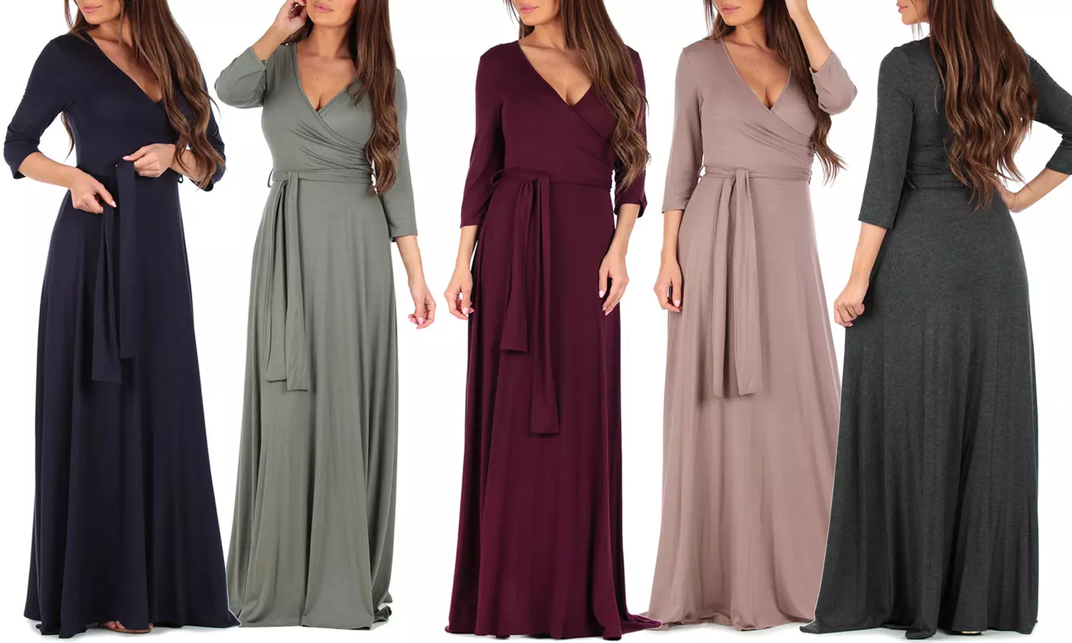 Women's Faux Wrap Maxi Dress with Plus Size - Primary Image