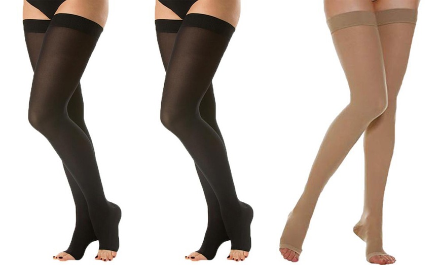 Image 9: Unisex Open Toe Compression Socks