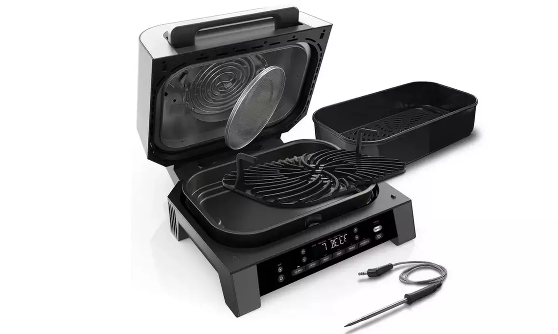 Ninja 6-in-1 MAX Indoor Grill & Air Fryer - 3.8L, Plus Digital Meat Thermometer