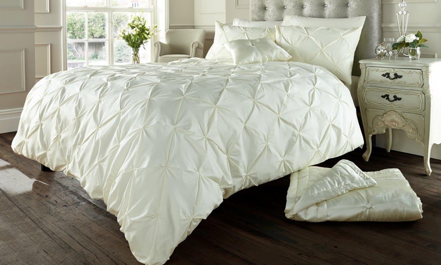 Image 7: Alford Pintuck Duvet Cover Set or Fitted Sheet