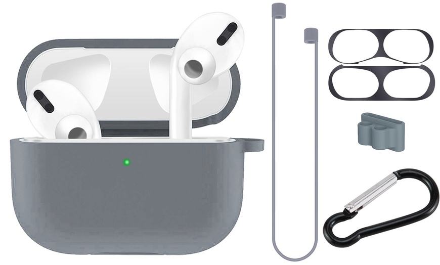 Image 7: 5 in 1 Apple AirPods Pro Soft Silicone Full Protective Shockproof Case Cover