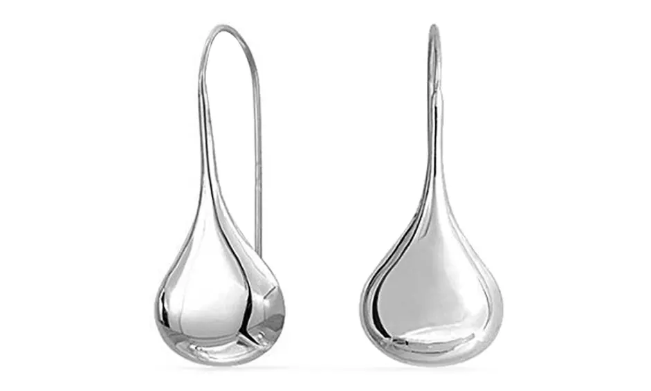 Italian Sterling Silver Puffed Teardrop Earrings by Verona - Primary Image