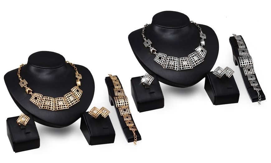 Image 3: 1x oder 2x 4-teiliges Schmuck-Set mit Swarovski®-Kristallen