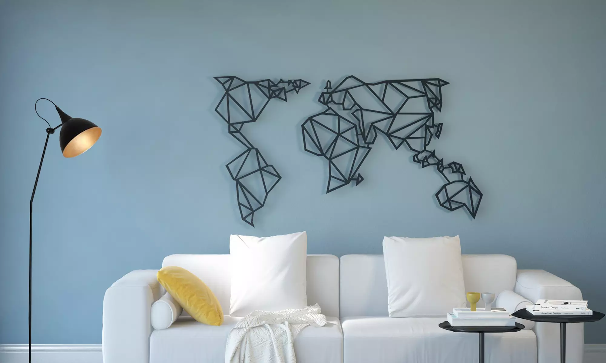 HOMEMANIA Weltkarte 120 x 60 cm aus Metall in der Farbe nach Wahl - Primary Image