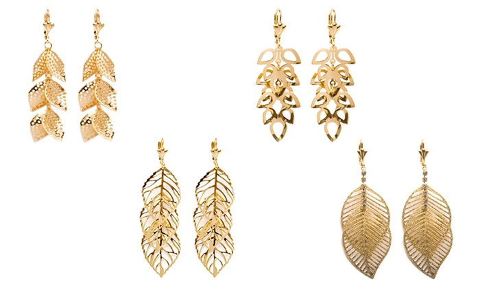 18k gold leaf earrings