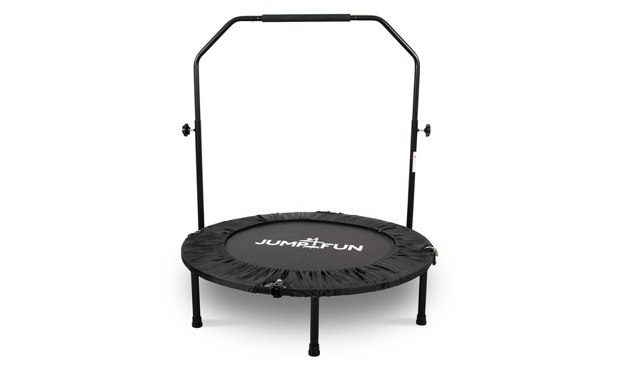 Image 2: Jump4fun Mini-Fitness-Trampolin mit Doppel-Stange
