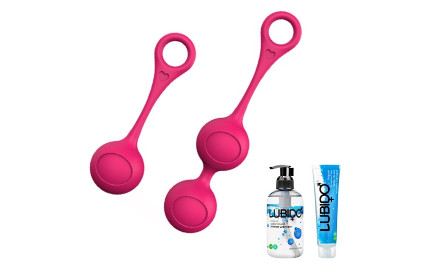 Image 1: Single and Double Weighted Kegel Balls with Optional Lubido Lube