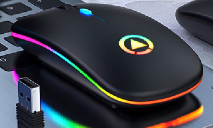 Image 5: Rechargeable Wireless Bluetooth Mouse with Colourful Lights