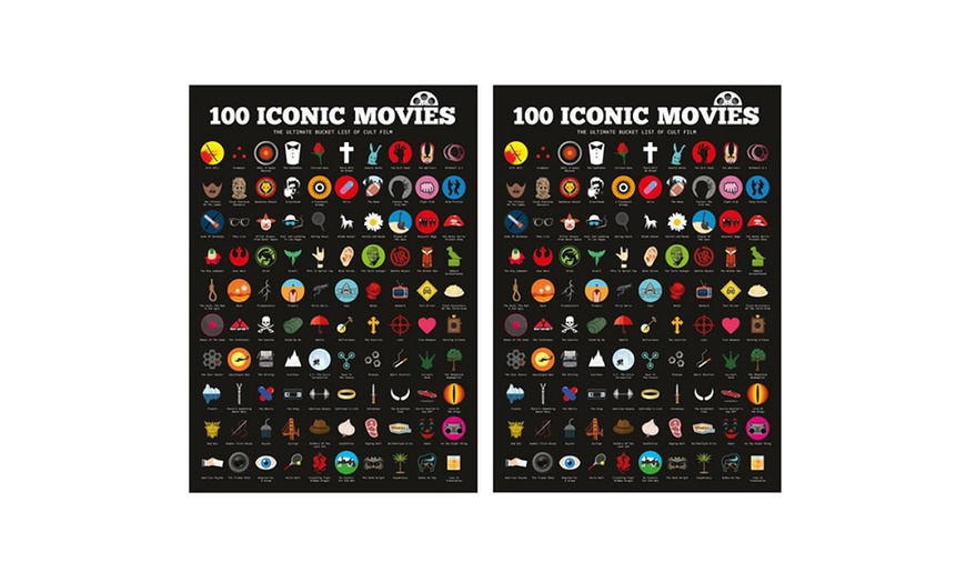 Image 3: Top 100 Iconic Movies Scratch Poster