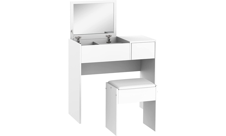 Image 7: HomCom Flip-Up Dressing Table with Stool