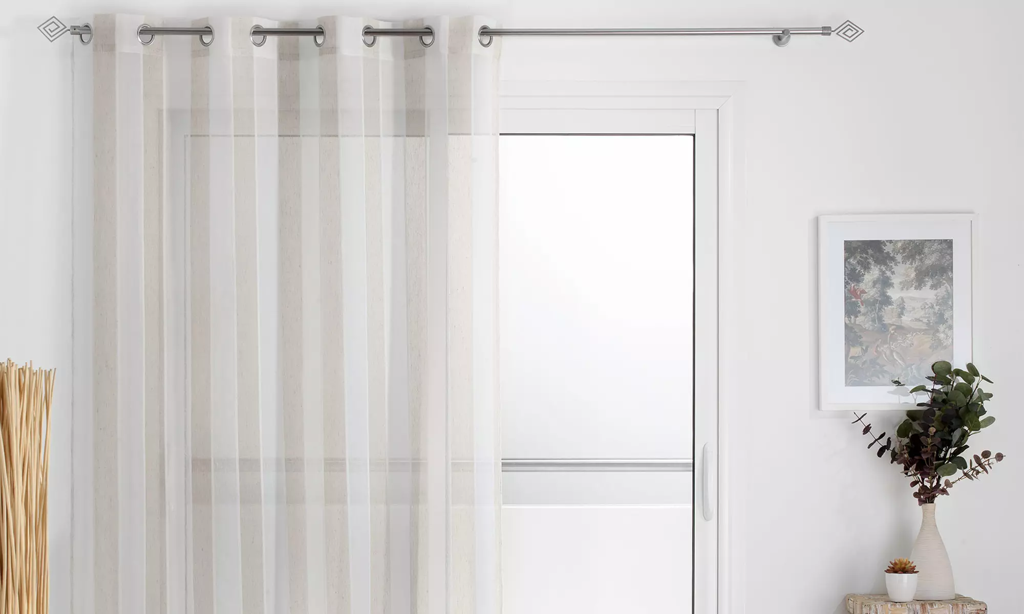 Panneau à œillets rideau voilage tissé Douceur d'Intérieur, vendu à l'unité ou par lot de 2 ou 4 - Primary Image