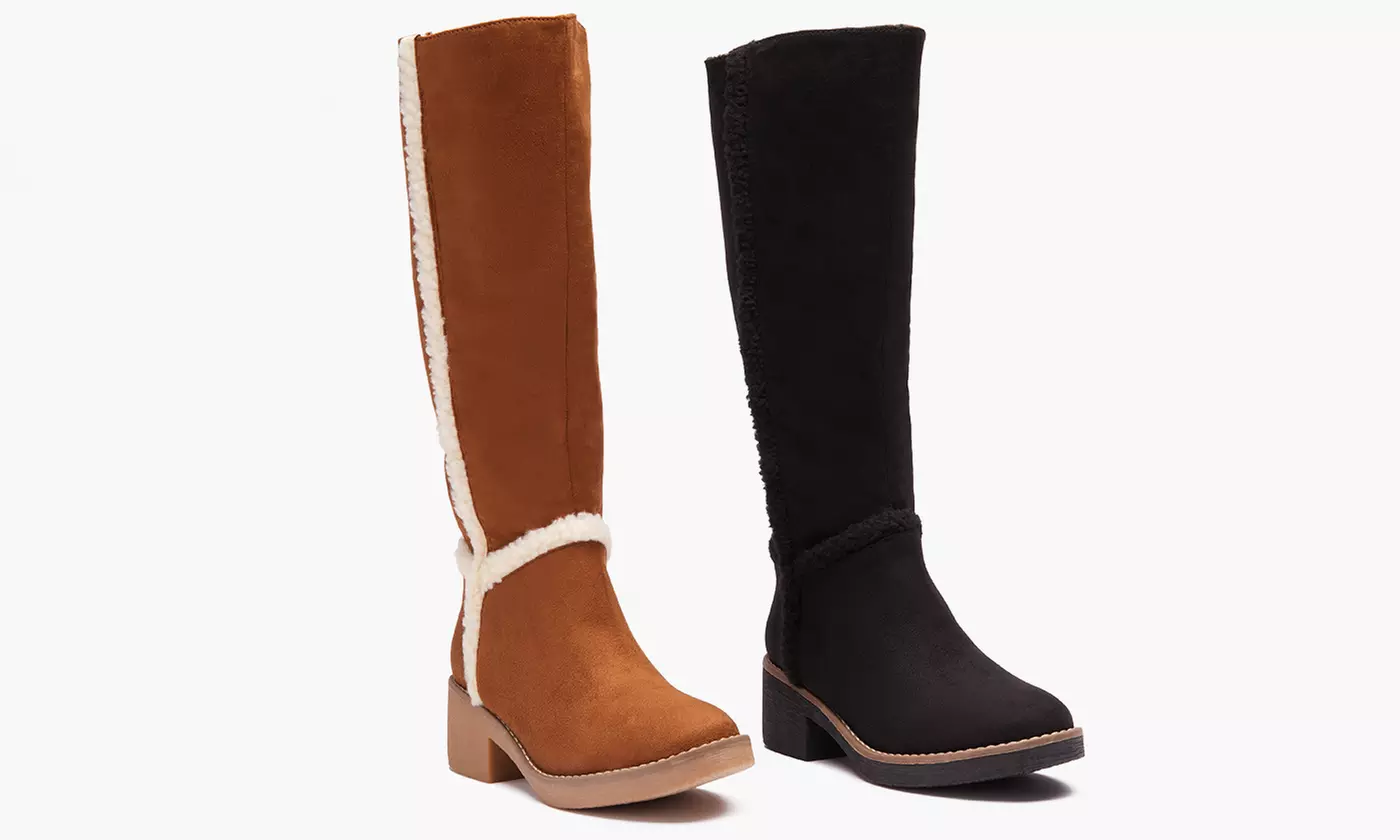 Sociology Women's Tall Shearling Trimmed Boots | Groupon Exclusive (Size 10) - Second Medium
