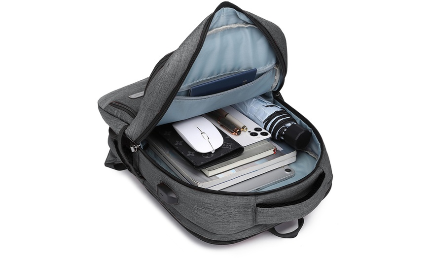 Image 32: KONO Travel Backpack Business Bag with USB Port and Laptop Compartment