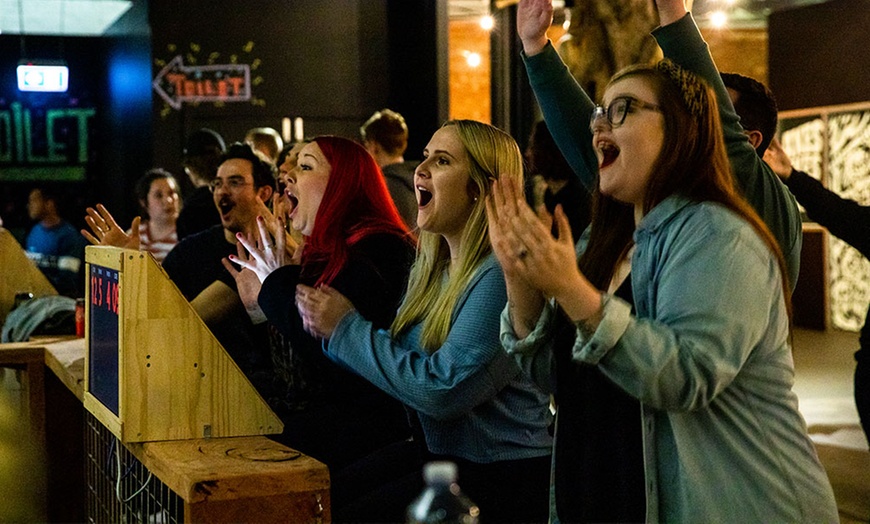 Image 3: Axe Throwing, Pizza & Drink Package at Maniax Axe Throwing Brisbane