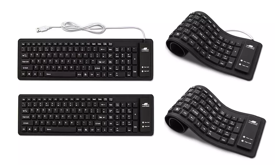 Flexible Foldable Portable Roll-Up USB Silicone Keyboard - Primary Image