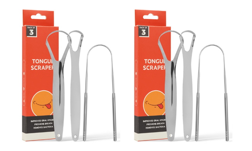 Image 2: Three Pack of Tongue Scraper Set 