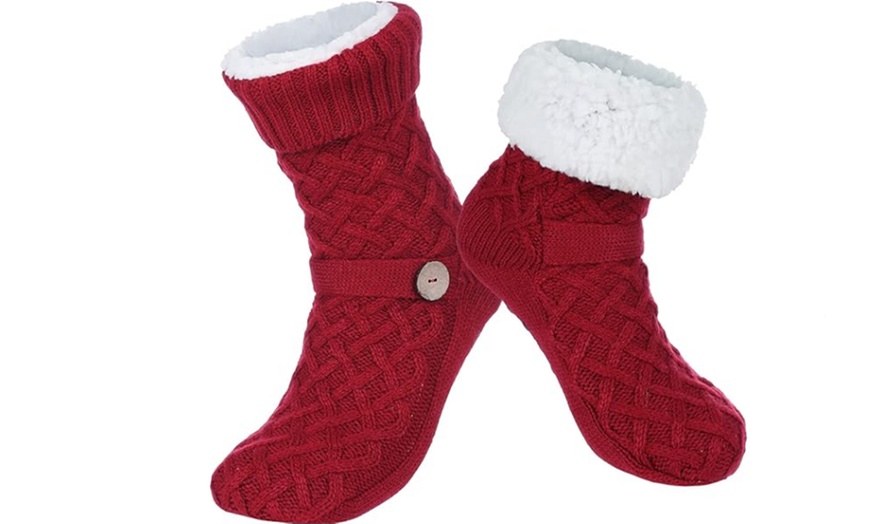 Image 2: Cozy Nights Sherpa Fleece Lined Slipper Socks