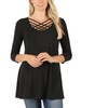 Image 4: Women's 3/4 Sleeve Triple Lattice Front Top