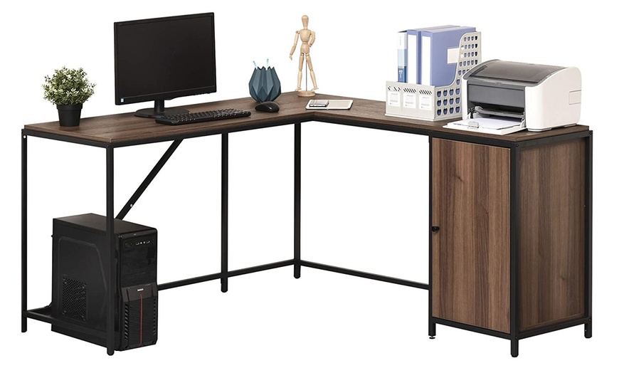 Image 1: HomCom L-Shape Desk