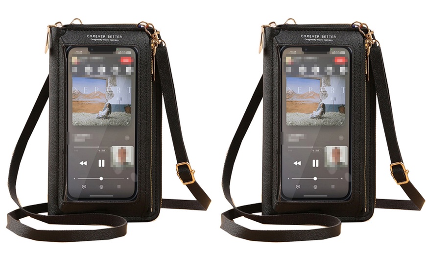 Image 19: Waterproof Crossbody Phone Bag with USB Charger Port