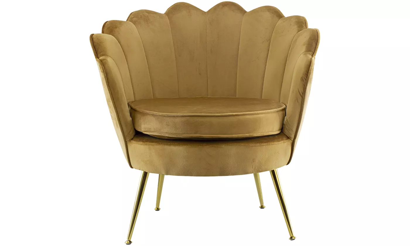 Poltrona con schienale a conchiglia