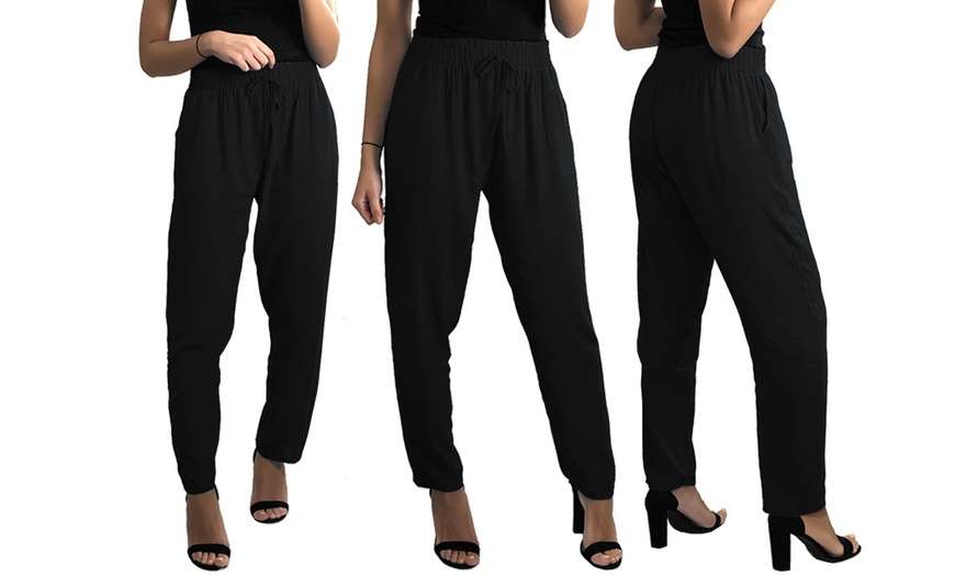 Image 3: Women's Plain Cotton Pocket Trousers