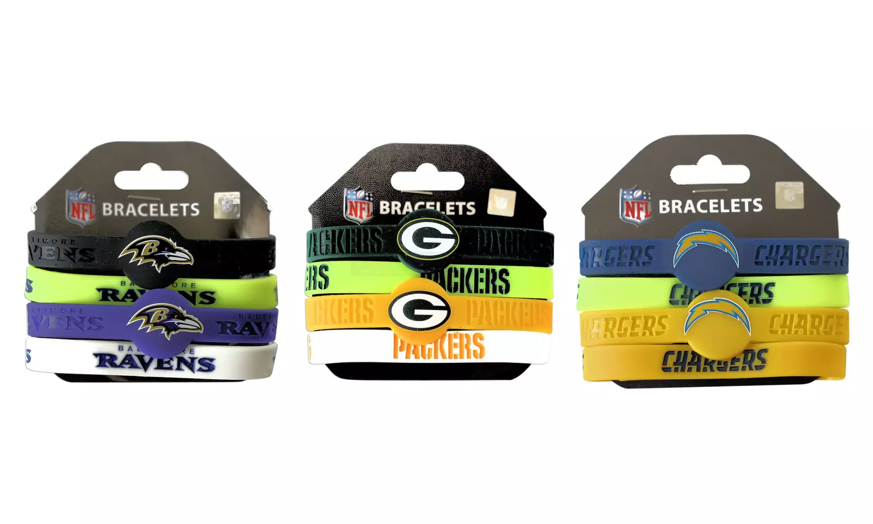 Aminco NFL Silicone Rubber Wrist Band Bracelet (4-Pack) - Primary Image