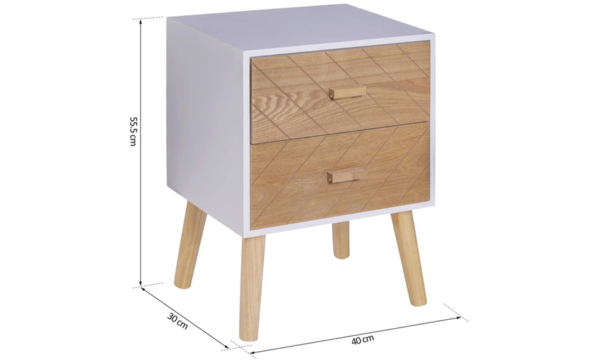 Image 7: HomCom Bedside Table with 2 Drawers